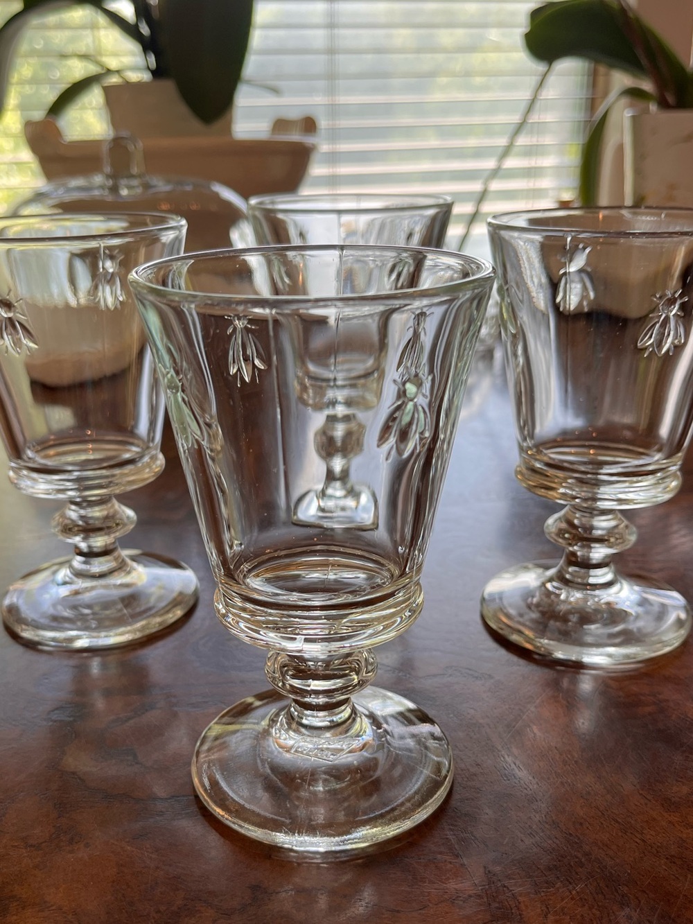 Clear Embossed La Rochere Bee Stemmed Dessert Glasses - Set of 4